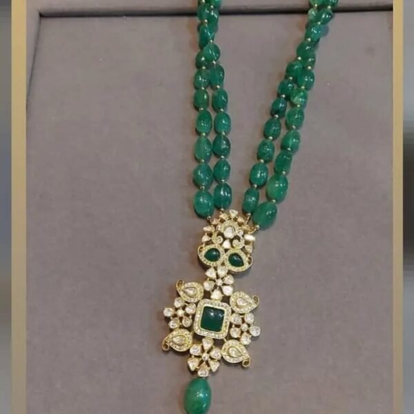 Regal Green Jade Necklace with Silver Pendant